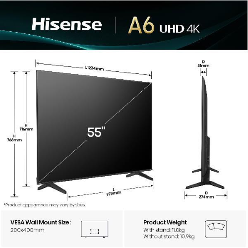 HISENSE 55 A69Q 4K UHD SMART VIDAA U9